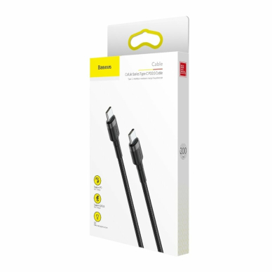 [Užsakomoji prekė] Baseus - Data Cable Cafule (CATKLF-HG1) - Type-C to Type-C, 60W Flash Charging, 20V, 3A, 2m -pilkas / Black 6