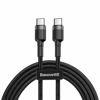 [Užsakomoji prekė] Baseus - Data Cable Cafule (CATKLF-HG1) - Type-C to Type-C, 60W Flash Charging, 20V, 3A, 2m -pilkas / Black