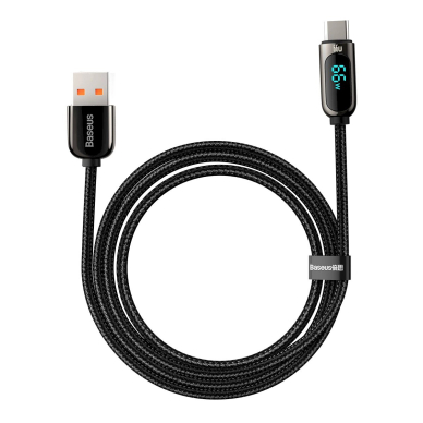 Baseus Display Fast Charging Data USB-A / USB-C 66W 1 m Kabelis - Juodas 2