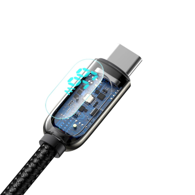 Baseus Display Fast Charging Data USB-A / USB-C 66W 1 m Kabelis - Juodas 5