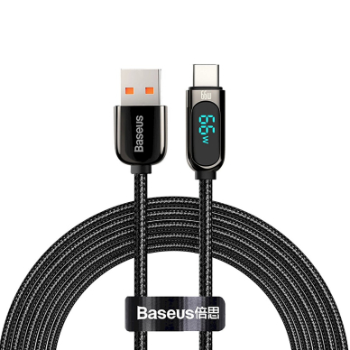 Baseus Display Fast Charging Data USB-A / USB-C 66W 1 m Kabelis - Juodas