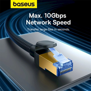 Baseus fast internet Kabelis RJ45 cat.7 10Gbps 0.5m braided Juodas 10