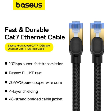 Baseus fast internet Kabelis RJ45 cat.7 10Gbps 0.5m braided Juodas 15