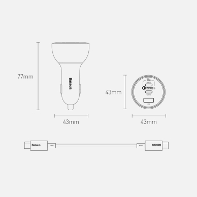 Baseus fast USB / USB car charger Type C 160W PPS Quick Charge 5 PD Pilkas (TZCCZM-0G) 19