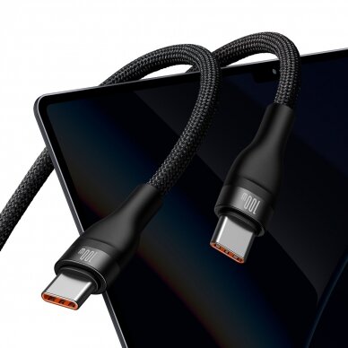 Baseus Flash Series Ⅱ Fast Charging Cable 2in1 USB-C - 2xUSB-C 100W 1.5m Juodas 1