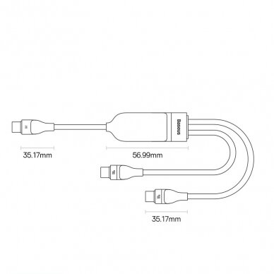 Baseus Flash Series Ⅱ Fast Charging Cable 2in1 USB-C - 2xUSB-C 100W 1.5m Juodas 18