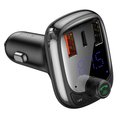 [Užsakomoji prekė] Baseus - FM Modulator and Car Charger S-13 (CCMT000101) - 2x USB, Type-C, Bluetooth MP3 Player, LED Display - Juodas 3