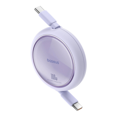 Baseus Free2Draw Mini USB-C - USB-C retractable Kabelis 100W 1m - violetinis 1