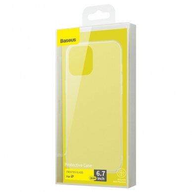 Tvirtas apsauginis dėklas 'Baseus Frosted Glass' iPhone 12 Pro Max baltas (WIAPIPH67N-WS02) 4