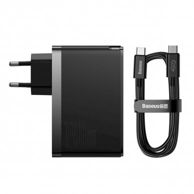 Baseus GaN5 Pro fast Įkroviklis  2xUSB-C + USB 140W EU Juodas (CCGP100201) 8