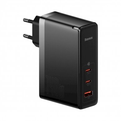 Baseus GaN5 Pro fast Įkroviklis  2xUSB-C + USB 140W EU Juodas (CCGP100201)