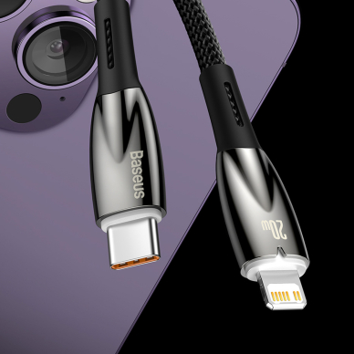 Baseus Glimmer Series cable with fast charging USB-C 480Mb/s PD 100W 1m Juodas 19