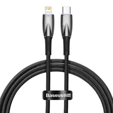 Baseus Glimmer Series cable with fast charging USB-C - Lightning 480Mb/s PD 20W 1m Juodas