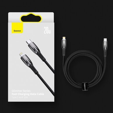 Baseus Glimmer Series fast charging cable USB-A - USB-C 100W 480Mbps 1m Juodas 18