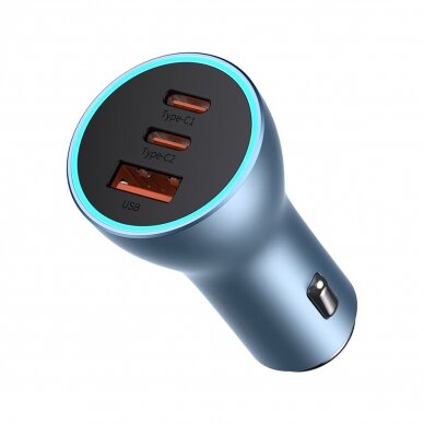 Baseus Golden Contactor Pro USB-A car charger + 2x USB-C 65W blue (CGJP010003)