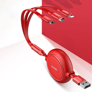 USB Kabelis Baseus Golden Loop 3In1 Usb Cable - Micro Usb / Lightning / Usb-C 3.5A 35Cm - 120Cm juodas 12