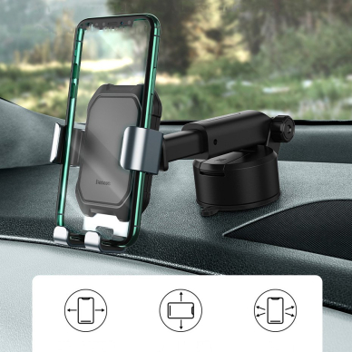 Gravitacinis laikiklis Baseus Dashboard Windshield Phone Bracket Holder juodas (Suyl-Tk01) 13