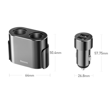 Automobilinis Įkroviklis Baseus High Efficiency One To Two Cigarette Lighter(Dual-Cigarette Lighter 80W +Dual Usb 3.1A) Juodas (Crdyq-01) 17