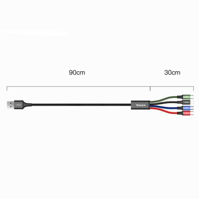 Kabelis Baseus Lightning / 2X Usb Type C / Micro Usb Su Nailono Pynimu 3.5A 1.2M Juodas 14