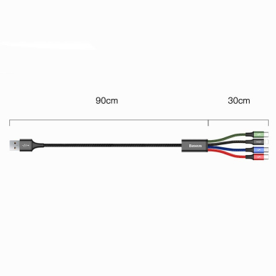 Baseus Lightning / 2X Usb Type C / Micro Usb Nylon Braided Cable 3.5A 1.2M Black (Ca1T4-B01) Ex-Display 14