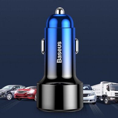 Automobilinis įkroviklis Baseus Magic Series Dual Qc Car Charger With Digital Display 2X Usb Qc3.0 45W 6A Juodas 13