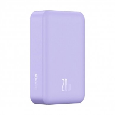 Baseus Magnetic Mini 20000 mAh 20W Powerbank - violetinis + USB-C / USB-C Kabelis 3