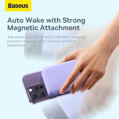 Baseus Magnetic Mini 20000 mAh 20W Powerbank - violetinis + USB-C / USB-C Kabelis 8