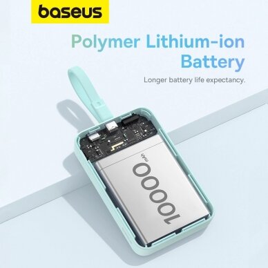 Baseus Magnetic Mini MagSafe 10000mAh 20W powerbankbuilt-in Lightning Kabelis - blue + Baseus Simple Series USB-C - USB-C 60W 0.3m Kabelis 12