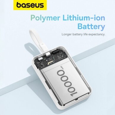 Baseus Magnetic Mini MagSafe 10000mAh 20W powerbankbuilt-in Lightning Kabelis - baltas + Baseus Simple Series USB-C - USB-C 60W 0.3m Kabelis 12