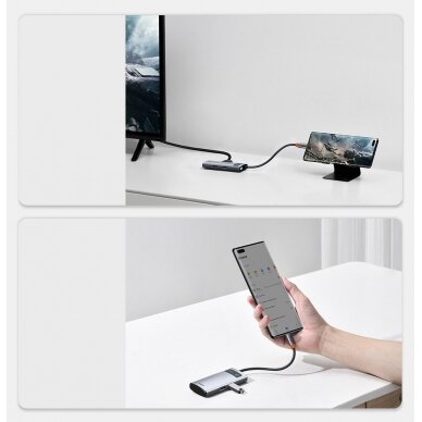 Baseus Metal Gleam 4in1 Daugiafunkcinis Šakotuvas HUB USB Type C - USB Type C 100 W / HDMI 4K 30 Hz / 1x USB 3.2 Gen 1 / 1x USB 2.0 (CAHUB-CY0G) UGLX912 17