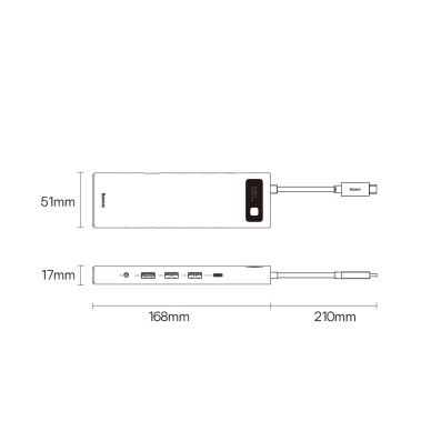 Baseus Metal Gleam multi-functional HUB USB Type C 12in1 HDMI / DP / USB Type C / minijack 3.5mm / RJ45 / SD (WKWG020213) 21