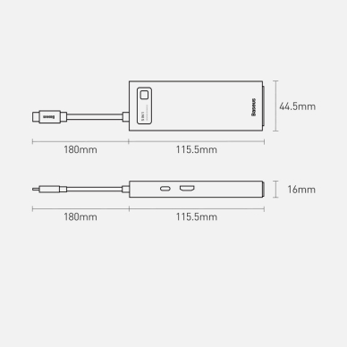 Jungčių Daugiklis Baseus Metal Gleam Series 5-in-1 Multifunctional Type-C HUB Docking Station Gray 30Hz Version Pilkas 20