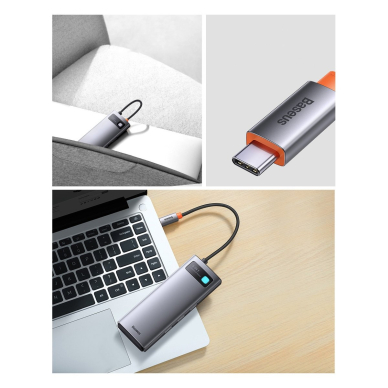 Baseus Metal Gleam Series 8 in 1 HUB Docking Station USB Type C - 1 x HDMI / 3 x USB 3.2 Gen.1 / 1 x Power Delivery / 1 x SD card reader / 1 x TF card reader / 1 x VGA gray (WKWG050013) 18