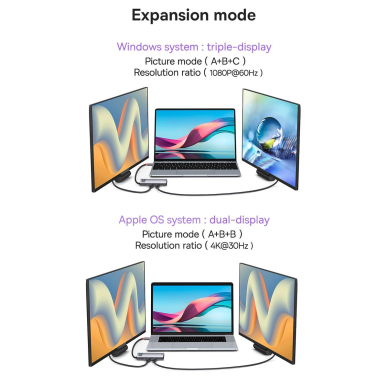 Baseus Metal Gleam Series Docking Station HUB 6 in 1 USB Type C - 1 x HDMI / 3 x USB 3.2 Gen. 1/1 x Power Delivery / 1 x VGA Pilas (WKWG030013) 12