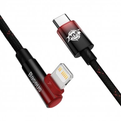 Baseus MVP 2 Elbow-shaped Fast Charging Data Cable Type-C to iP 20W 2m Juodas/Raudonas 1