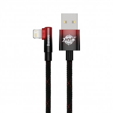 Baseus MVP 2 Elbow-shaped Fast Charging Data Cable USB to iP 2.4A 1m Juodas - Raudonas 1