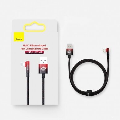 Baseus MVP 2 Elbow-shaped Fast Charging Data Cable USB to iP 2.4A 1m Juodas - Raudonas 16