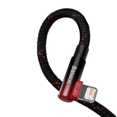 Baseus MVP 2 Elbow-shaped Fast Charging Data Cable USB to iP 2.4A 1m Juodas - Raudonas 2