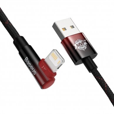 Baseus MVP 2 Elbow-shaped Fast Charging Data Cable USB to iP 2.4A 1m Juodas - Raudonas 6