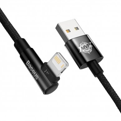 Baseus MVP 2 Elbow-shaped Fast Charging Data Cable USB to iP 2.4A 2m Juodas 3