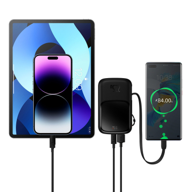 Baseus Qpow Digital Display powerbank with fast charging 10000mAh 22.5W QC/PD/SCP/FCP with built-in USB-C cable Juodas 10