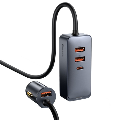 Automobilinis Įkroviklis Baseus Share Together 3x USB / USB Type C 120W PPS Quick Charge Power Delivery Pilkas (CCBT-B0G) UGLX912 3