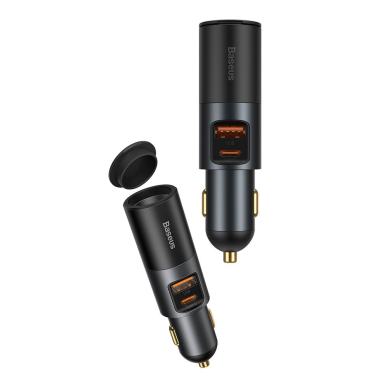 Greitas Automobilinis Įkroviklis Baseus Share Together USB / USB Type C / cigarette lighter socket car charger 120W Quick Charge Power Delivery Pilkas (CCBT-C0G) 8