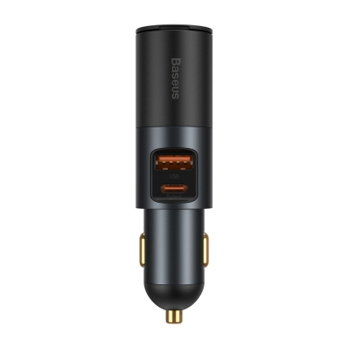 Greitas Automobilinis Įkroviklis Baseus Share Together USB / USB Type C / cigarette lighter socket car charger 120W Quick Charge Power Delivery Pilkas (CCBT-C0G)