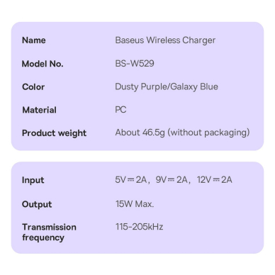 Baseus Simple Mini3 magnetic charger MagSafe Qi 15W purple 23