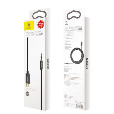 Kabelis Baseus stereo audio AUX 3,5 mm mini jack - USB Type C skirtas išmaniesiems telefonams 120cm Juodas (CAM01-01) 17