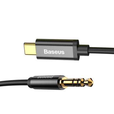 Kabelis Baseus stereo audio AUX 3,5 mm mini jack - USB Type C skirtas išmaniesiems telefonams 120cm Juodas (CAM01-01) 2