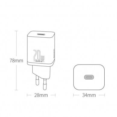 Baseus Super Si 1C Greitas Buitinis Įkroviklis USB Type C 20 W Juodas (CCSUP-B01) UGLX912 16