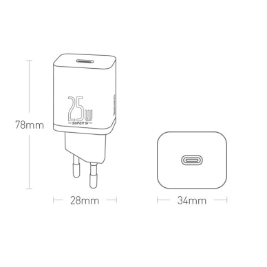 Pakrovėjas Baseus Super Si 1C USB Type C 25W Power Delivery Quick Charge Baltas (CCSP020101) 18