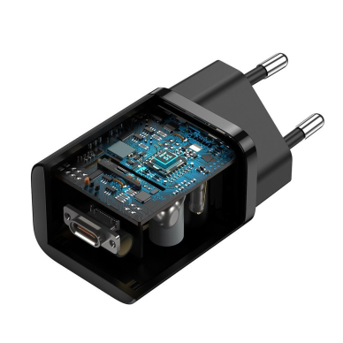 Baseus Super Si Quick Charger 1C 25W EU Sets Black + Mini Black Cable Type-C to Type-C 3A 1m (TZCCSUP-L01) 8